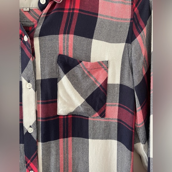 Rails Hunter Plaid Long Sleeve Button-Down Shirt Size Small White Indigo Blush - Picture 5 of 8
